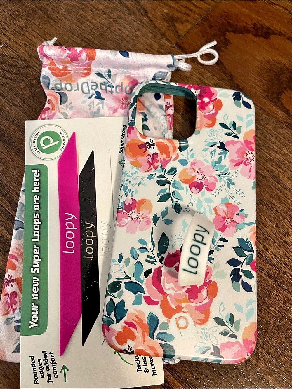 Loopy Floral Phone Case with Loop Grip in Green
